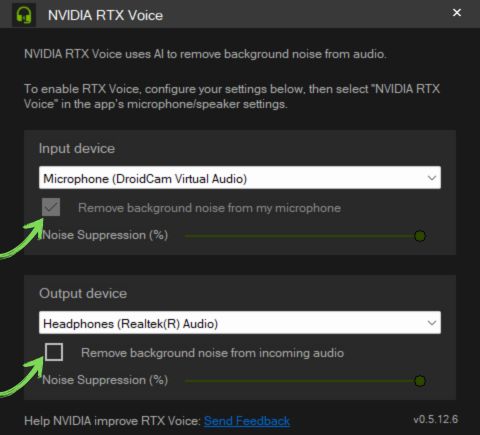 NVIDIA RTX Voice Settings