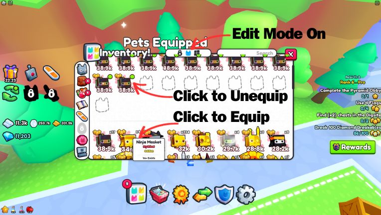 Pet Simulator 99 How to Equip your favorite pets
