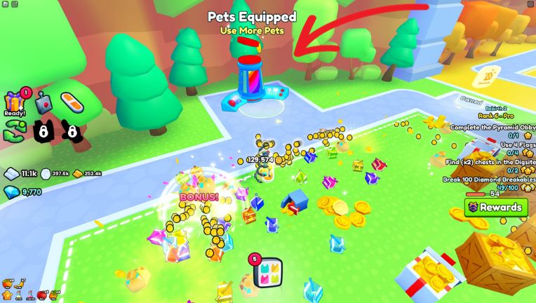Pets Equipped Console Pet Simulator 99